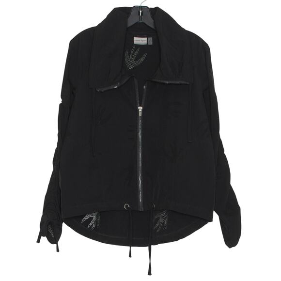 Nanette Lepore Jacket Athleisure Minimalist Perforated Cinch Sleeves Black Small - Picture 1 of 6